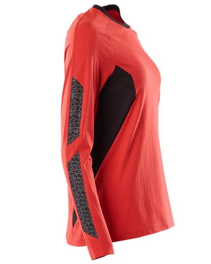 Traffic Red Black Coloured Mascot Womens Accelerate Long Sleeved T-Shirt on white background 