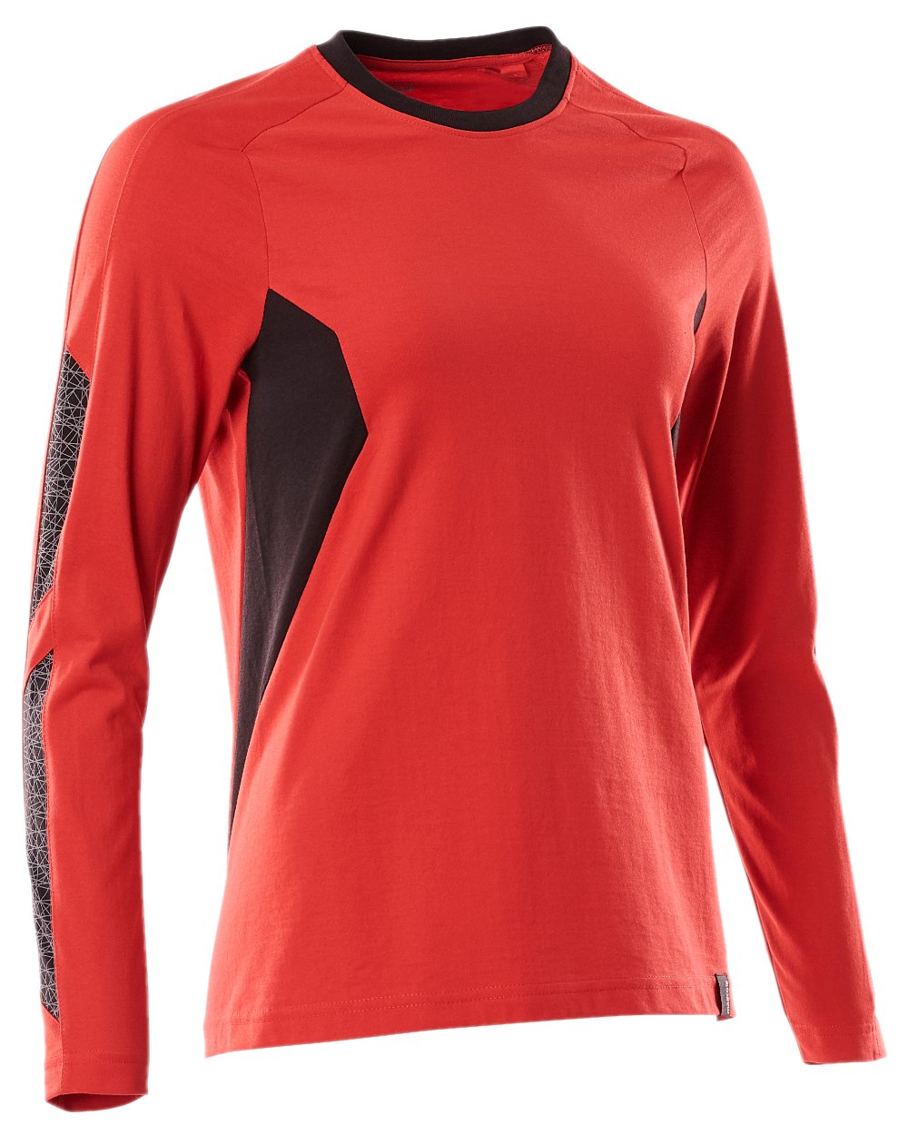 Traffic Red Black Coloured Mascot Womens Accelerate Long Sleeved T-Shirt on white background 