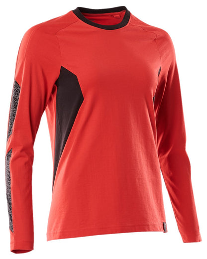 Traffic Red Black Coloured Mascot Womens Accelerate Long Sleeved T-Shirt on white background 