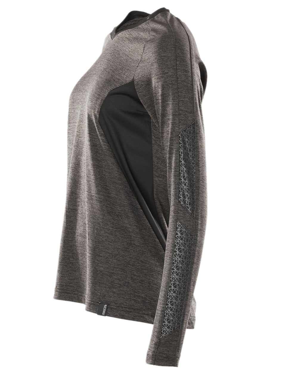 Dark Anthracite Black Coloured Mascot Womens Accelerate V-Neck Long Sleeved T-Shirt on white background 