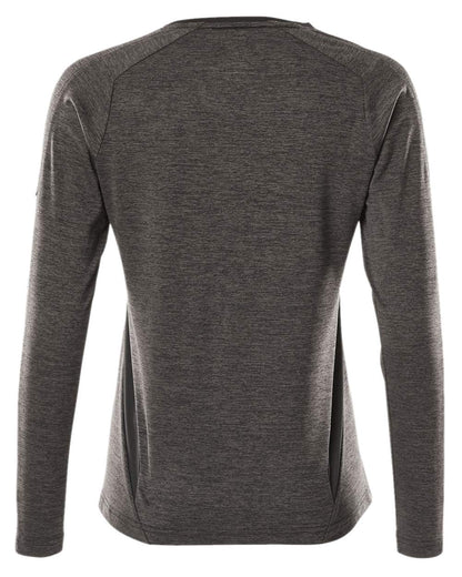 Dark Anthracite Black Coloured Mascot Womens Accelerate V-Neck Long Sleeved T-Shirt on white background 