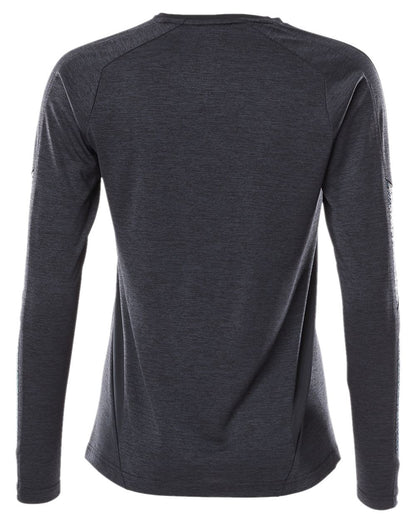 Dark Navy Coloured Mascot Womens Accelerate V-Neck Long Sleeved T-Shirt on white background 