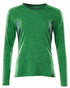 Grass Green Coloured Mascot Womens Accelerate V-Neck Long Sleeved T-Shirt on white background 