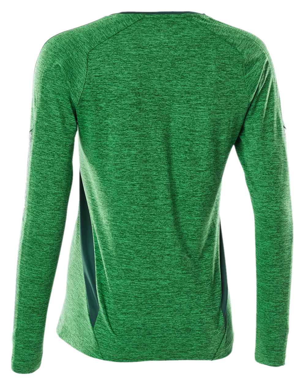 Grass Green Coloured Mascot Womens Accelerate V-Neck Long Sleeved T-Shirt on white background 