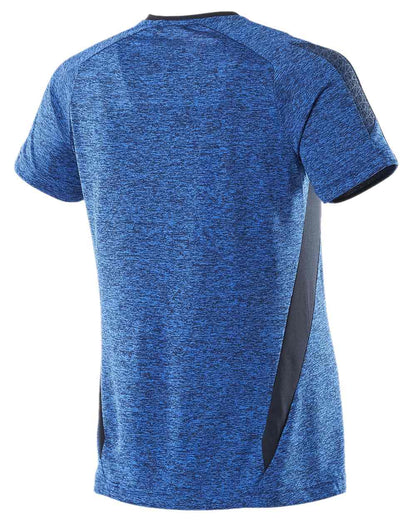Azure Blue Dark Navy Coloured Mascot Womens Accelerate V-Neck T-Shirt on white background 