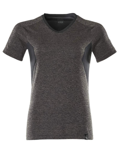 Dark Anthracite Black Coloured Mascot Womens Accelerate V-Neck T-Shirt on white background 