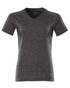 Dark Anthracite Black Coloured Mascot Womens Accelerate V-Neck T-Shirt on white background 