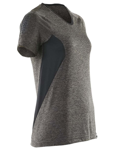 Dark Anthracite Black Coloured Mascot Womens Accelerate V-Neck T-Shirt on white background 