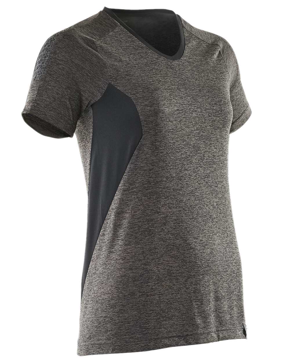 Dark Anthracite Black Coloured Mascot Womens Accelerate V-Neck T-Shirt on white background 