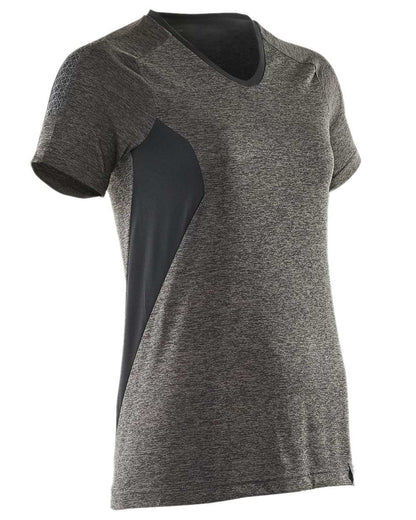 Dark Anthracite Black Coloured Mascot Womens Accelerate V-Neck T-Shirt on white background 