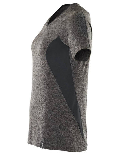 Dark Anthracite Black Coloured Mascot Womens Accelerate V-Neck T-Shirt on white background 