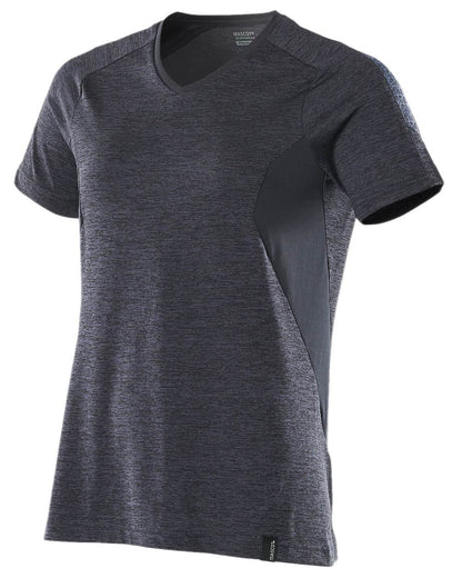Dark Navy Coloured Mascot Womens Accelerate V-Neck T-Shirt on white background 