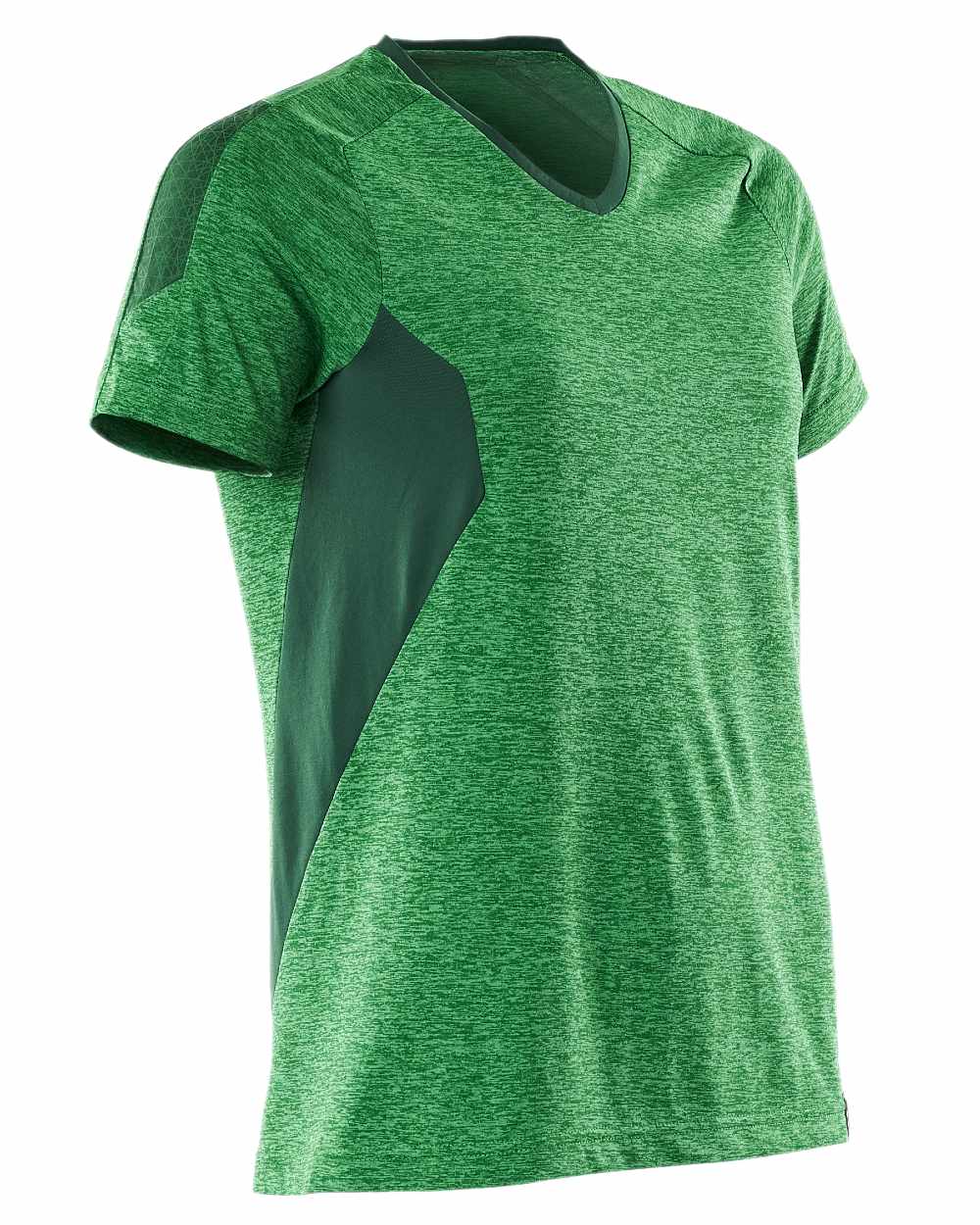 Grass Green Coloured Mascot Womens Accelerate V-Neck T-Shirt on white background 