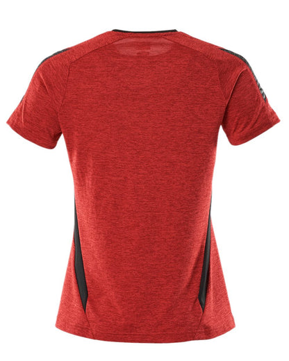 Traffic Red Black Coloured Mascot Womens Accelerate V-Neck T-Shirt on white background 