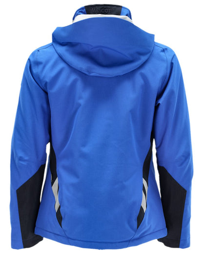Azure Blue Dark Navy Coloured Mascot Womens Accelerate Winter Jacket on white background 