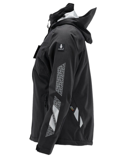 Black Coloured Mascot Womens Accelerate Winter Jacket on white background 