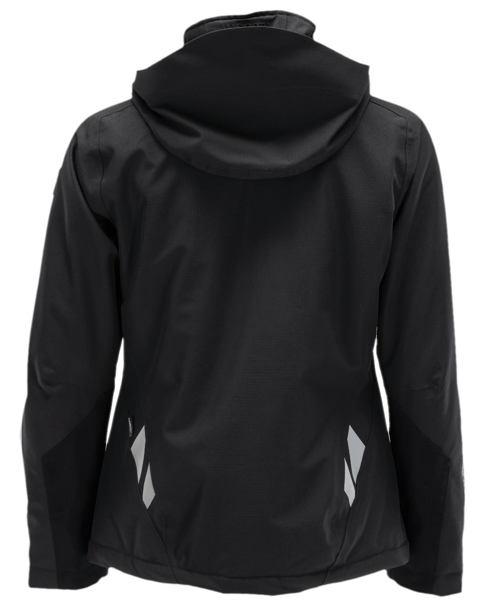 Black Coloured Mascot Womens Accelerate Winter Jacket on white background 
