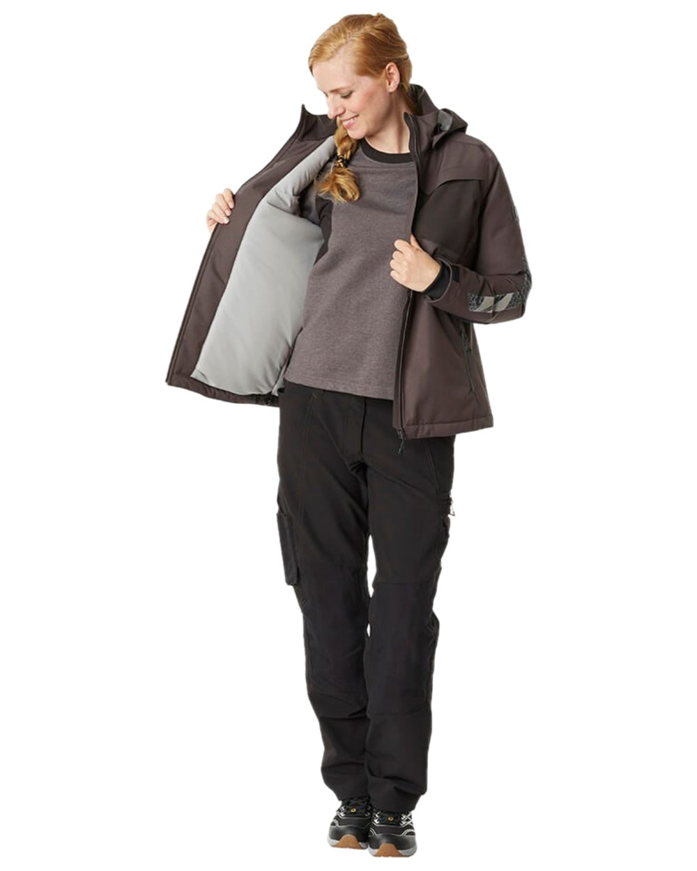 Dark Anthracite Black Coloured Mascot Womens Accelerate Winter Jacket on white background 