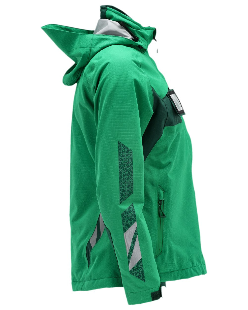 Grass Green Coloured Mascot Womens Accelerate Winter Jacket on white background 