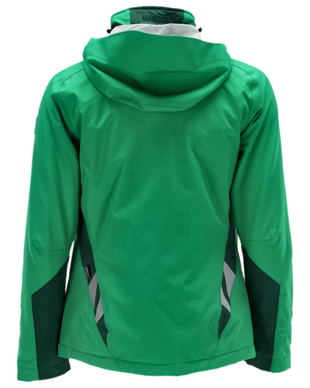 Grass Green Coloured Mascot Womens Accelerate Winter Jacket on white background 