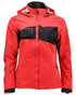 Traffic Red Black Coloured Mascot Womens Accelerate Winter Jacket on white background 