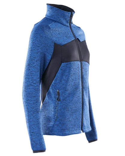 Azure Blue Dark Navy Coloured Mascot Workwear Accelerate Knitted Jumper With Zipper on white background 