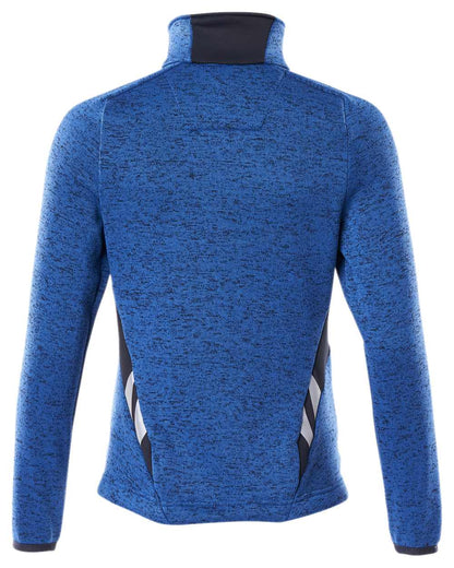 Azure Blue Dark Navy Coloured Mascot Workwear Accelerate Knitted Jumper With Zipper on white background 