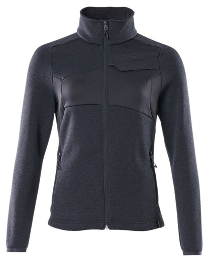 Dark Navy Coloured Mascot Workwear Accelerate Knitted Jumper With Zipper on white background 