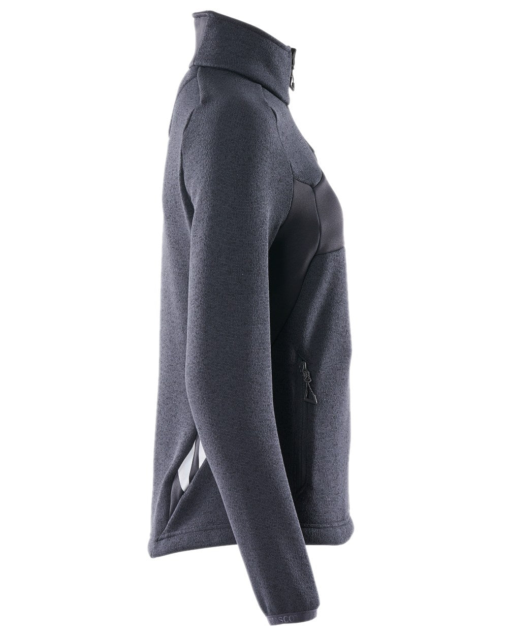 Dark Navy Coloured Mascot Workwear Accelerate Knitted Jumper With Zipper on white background 