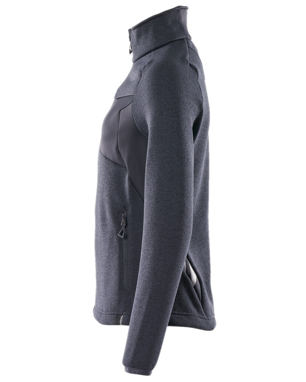 Dark Navy Coloured Mascot Workwear Accelerate Knitted Jumper With Zipper on white background 