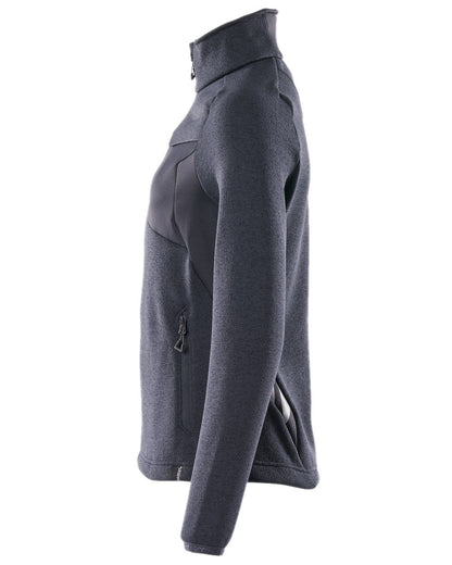 Dark Navy Coloured Mascot Workwear Accelerate Knitted Jumper With Zipper on white background 