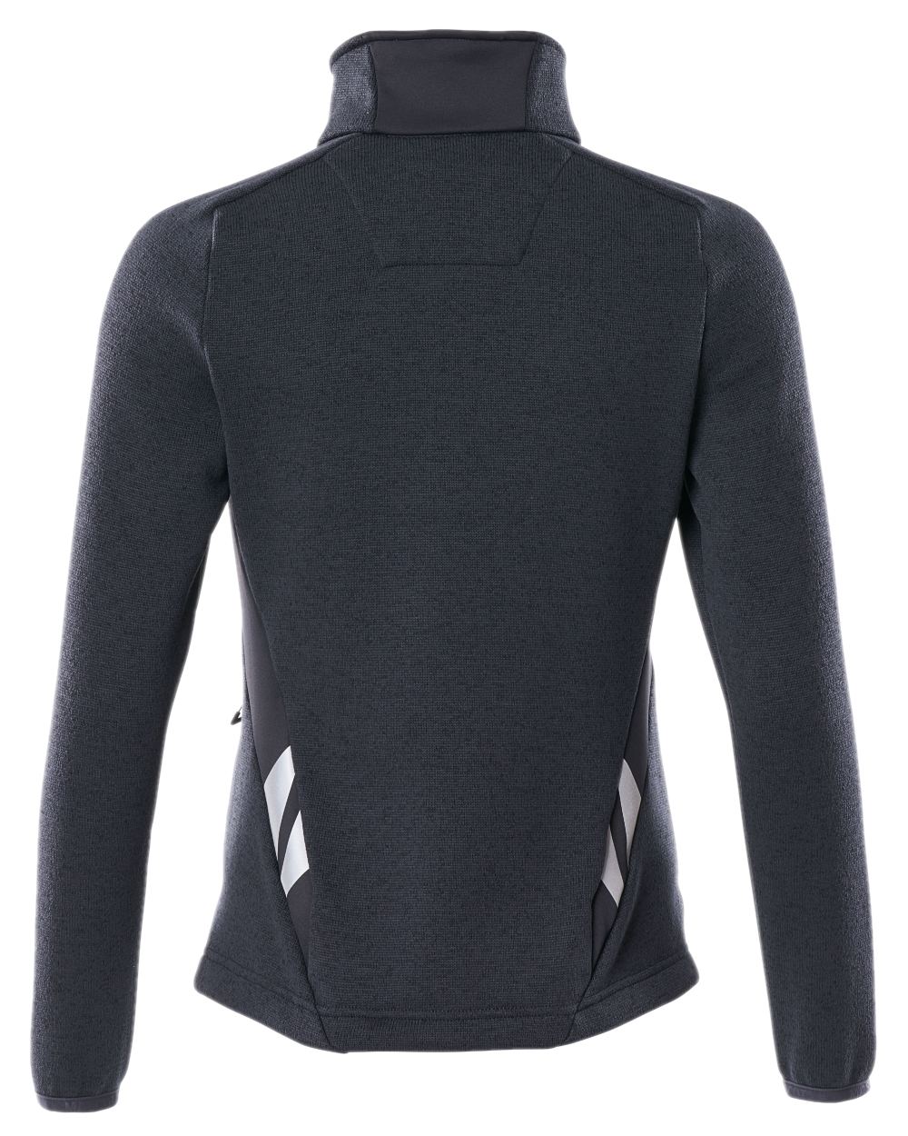 Dark Navy Coloured Mascot Workwear Accelerate Knitted Jumper With Zipper on white background 