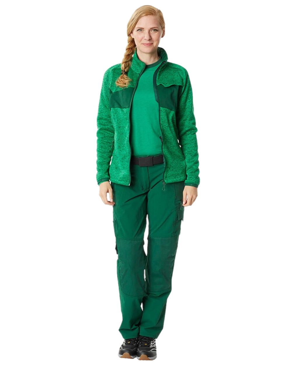 Grass Green Green Coloured Mascot Workwear Accelerate Knitted Jumper With Zipper on white background 