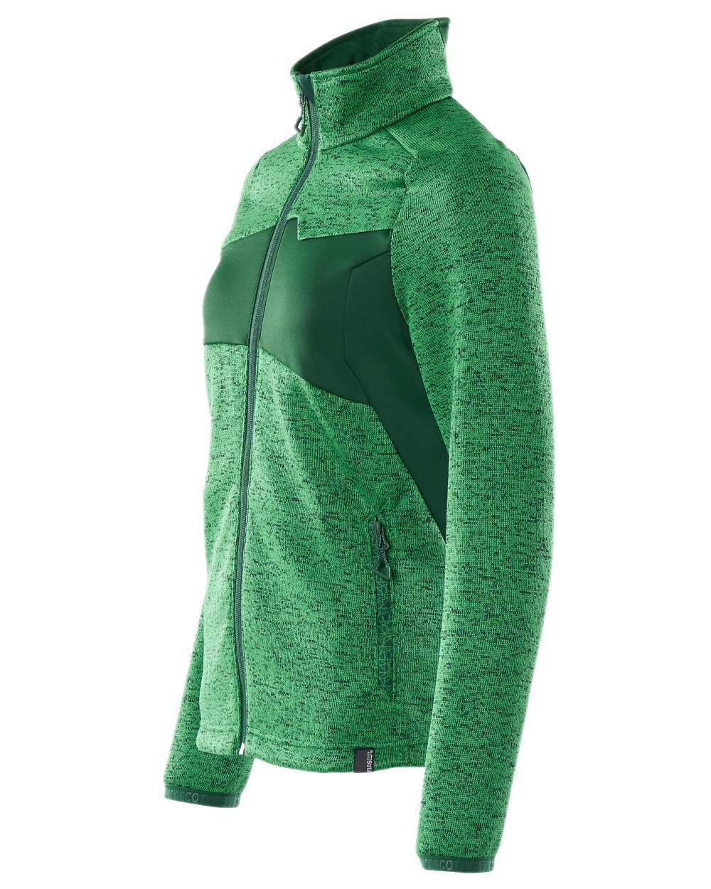 Grass Green Green Coloured Mascot Workwear Accelerate Knitted Jumper With Zipper on white background 