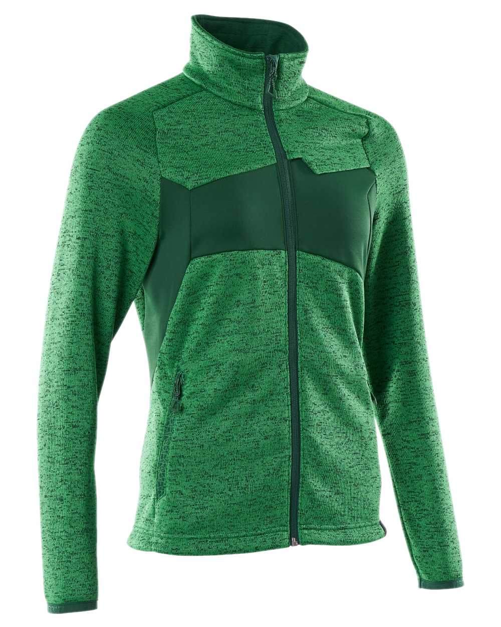Grass Green Green Coloured Mascot Workwear Accelerate Knitted Jumper With Zipper on white background 