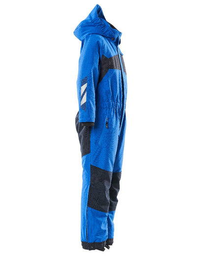 Azure Blue Dark Navy Coloured Mascot Workwear Childrens Accelerate Breathable Snowsuit on white background 