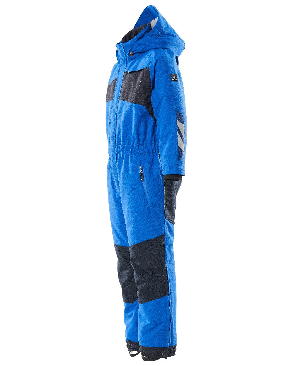 Azure Blue Dark Navy Coloured Mascot Workwear Childrens Accelerate Breathable Snowsuit on white background 