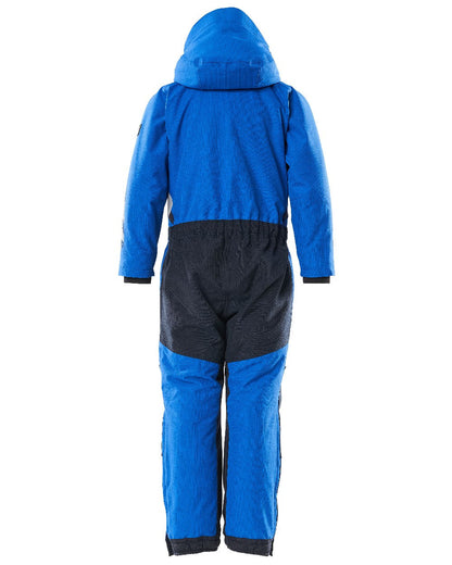 Azure Blue Dark Navy Coloured Mascot Workwear Childrens Accelerate Breathable Snowsuit on white background 