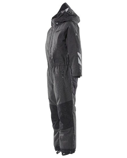 Black Coloured Mascot Workwear Childrens Accelerate Breathable Snowsuit on white background 