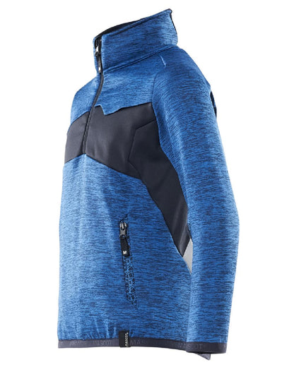 Azure Blue Dark Navy Coloured Mascot Workwear Childrens Accelerate Fleece Jumper on white background 