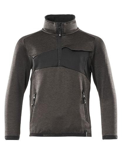 Dark Anthracite Black Coloured Mascot Workwear Childrens Accelerate Fleece Jumper on white background 
