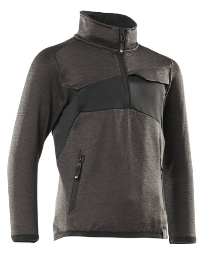 Dark Anthracite Black Coloured Mascot Workwear Childrens Accelerate Fleece Jumper on white background 