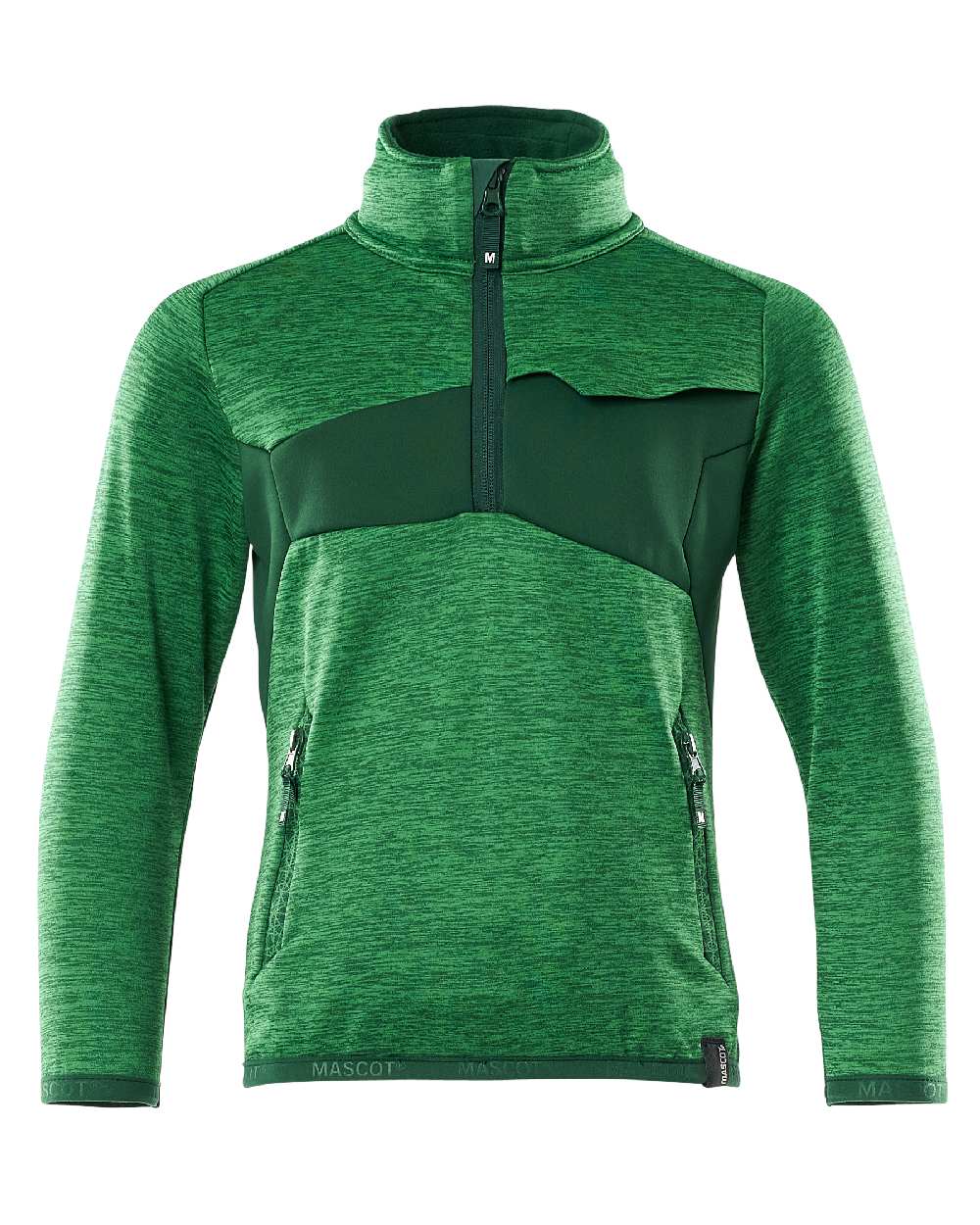 Grass Green Coloured Mascot Workwear Childrens Accelerate Fleece Jumper on white background