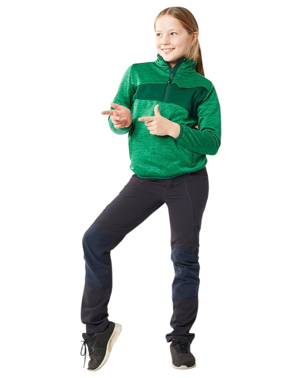 Grass Green Coloured Mascot Workwear Childrens Accelerate Fleece Jumper on white background 