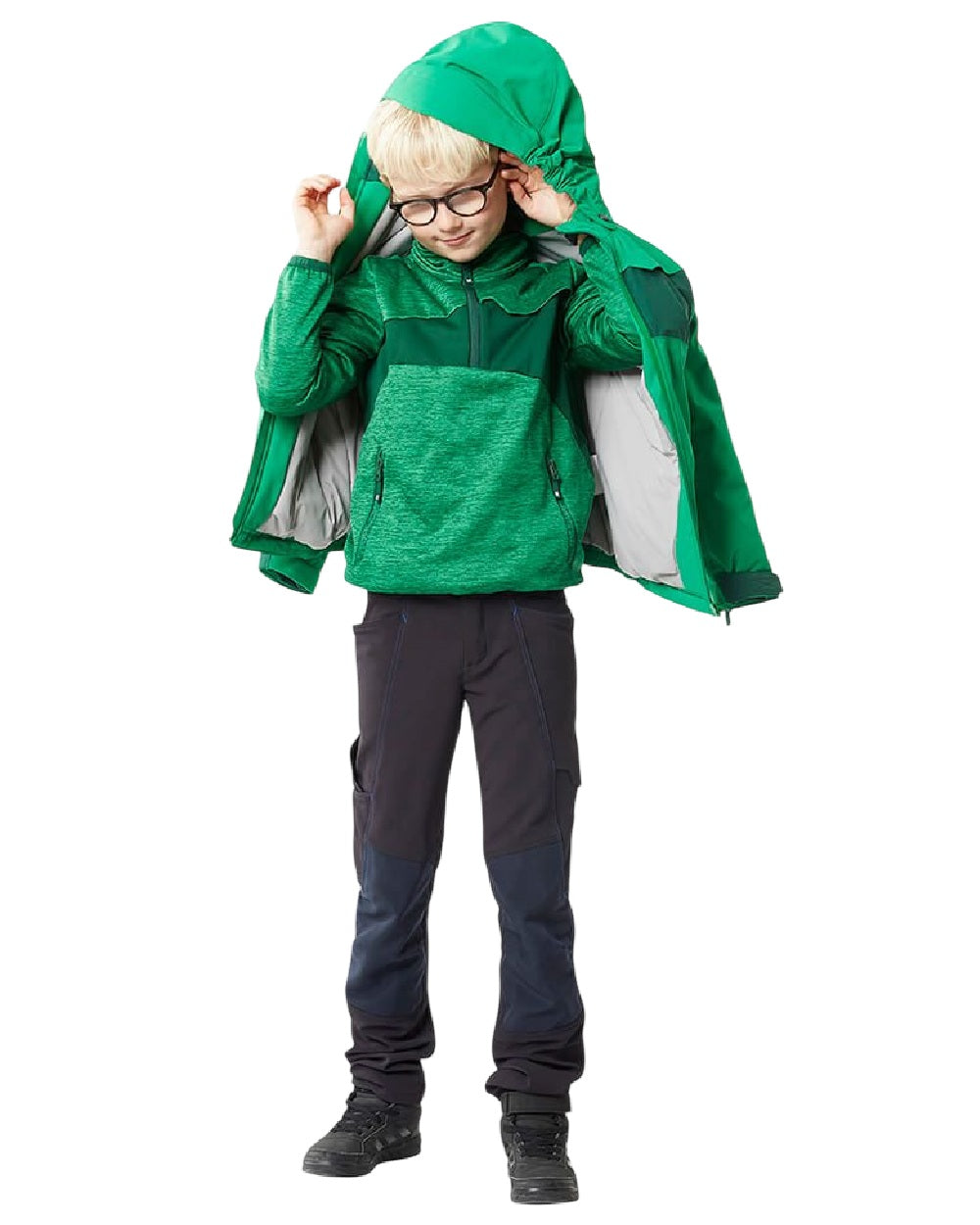 Grass Green Coloured Mascot Workwear Childrens Accelerate Fleece Jumper on white background 