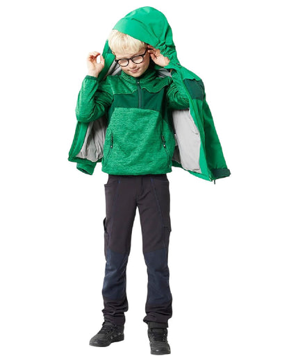Grass Green Coloured Mascot Workwear Childrens Accelerate Fleece Jumper on white background 