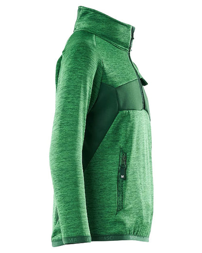 Grass Green Coloured Mascot Workwear Childrens Accelerate Fleece Jumper on white background 