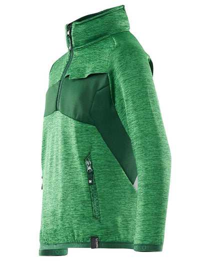 Grass Green Coloured Mascot Workwear Childrens Accelerate Fleece Jumper on white background 