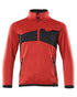 Traffic Red Black Coloured Mascot Workwear Childrens Accelerate Fleece Jumper on white background 