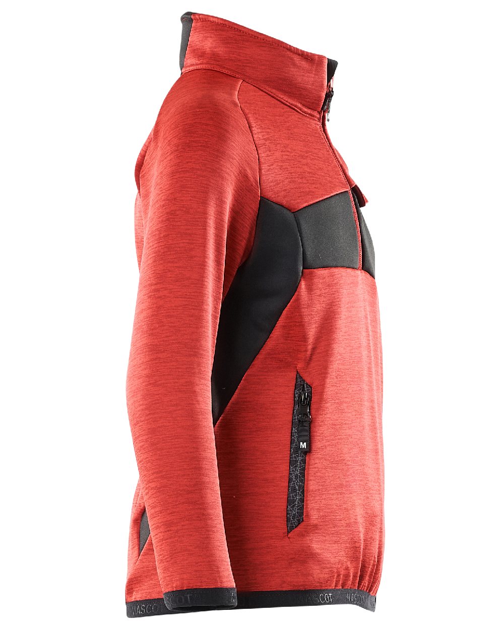 Traffic Red Black Coloured Mascot Workwear Childrens Accelerate Fleece Jumper on white background 